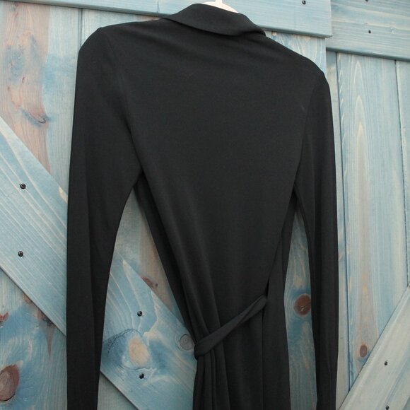 Diane Von Furstenberg Black Wrap Dress Classic Collared Size 6 Made in USA DVF - Picture 10 of 10